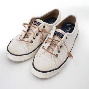 SPERRY Top Sider white Beige Women Shoe Size 7M US, Boat Slip-on Sneakers